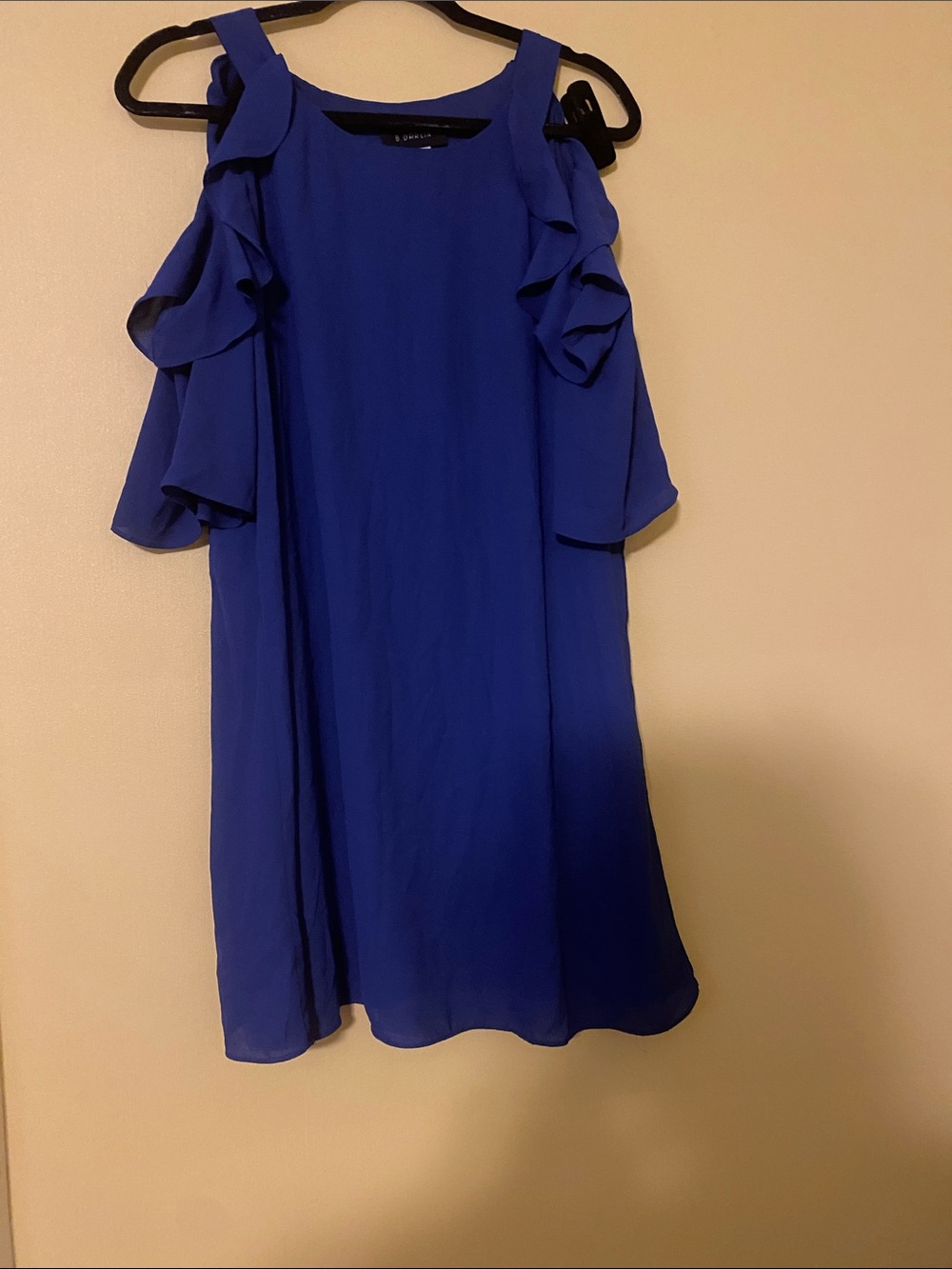 B Darlin Royal Blue Cold-Shoulder Ruffle Dress
